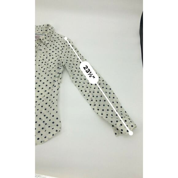 SO Sheer Women’s Button Down White Black Polka Down Top Size Medium - Picture 5 of 6